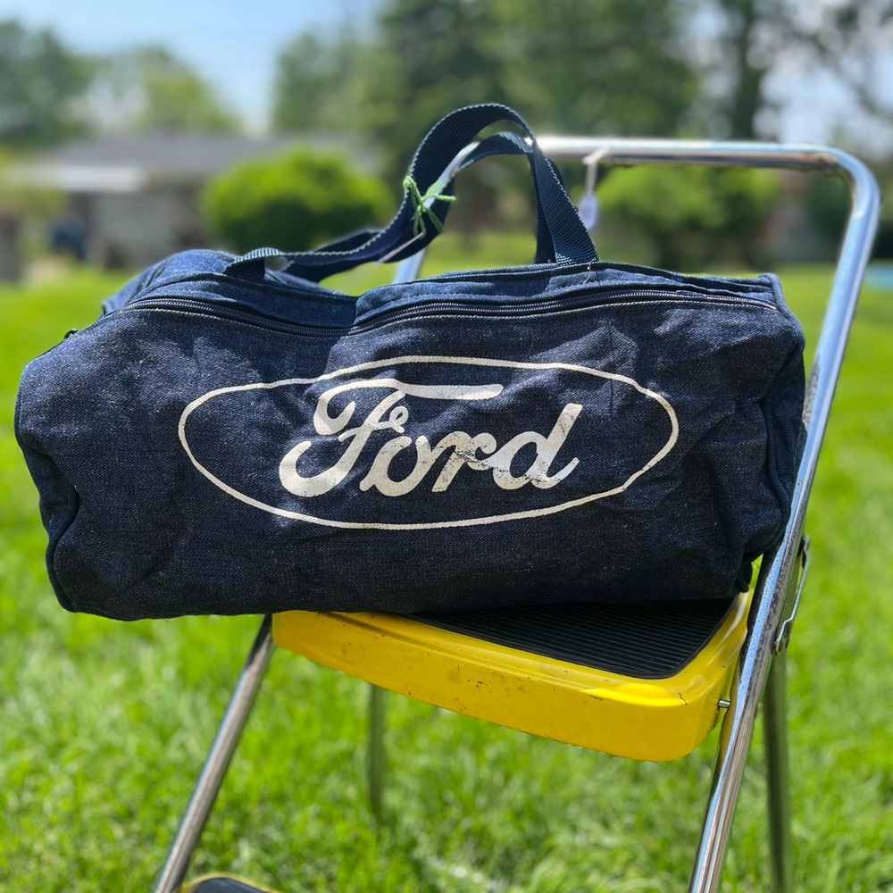 Vintage FORD Motor Co Denim Duffle Bag